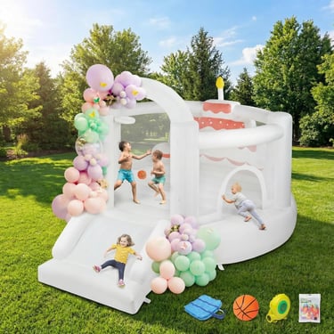 (2026 New) JOYMOR Bounce House for Kids (12FTx10FTx7.2FT) with Slide, Balloons, Spacious Bouncer, Wh