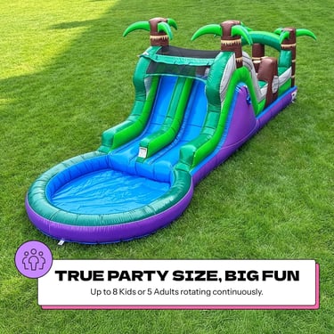 7ft Tall Inflatable Obstacle Course with Water Slide Dual Lane with Pool- 28ft Long, 100% PVC Vinyl,