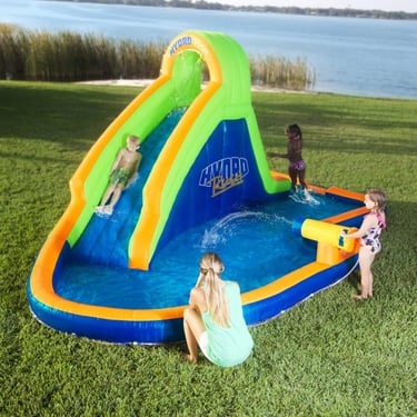 Blast Zone Hydro Rush - 19'x11' Inflatable Water Slide+Blower - Splash Area - Water Cannon - Climbin