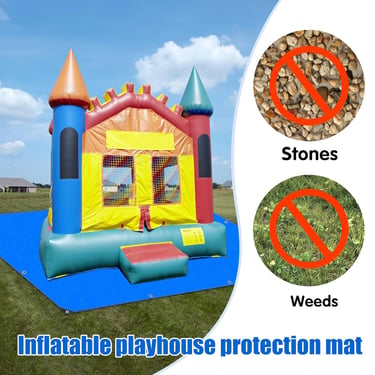 Bounce House Mat 197x118 Inch Heavy-Duty Waterproof PE Pad for 15ft Inflatable Bouncers, Jumping Cas