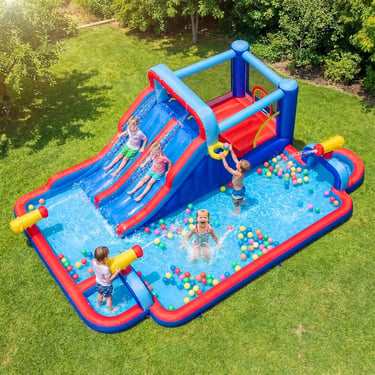 BOUNTECH Inflatable Water Slide Park, 21x13FT Mega Water Bounce House Jump Castle w&amp;amp;amp;#x2F;Dual Slides