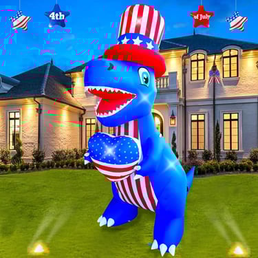 inflatable patriotic dinosaur