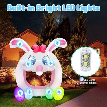 Easter inflatable with LED lights at night