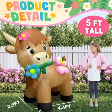 5 feet inflatable spring cow decoration