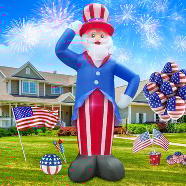 12 foot tall inflatable Uncle Sam with other accessories