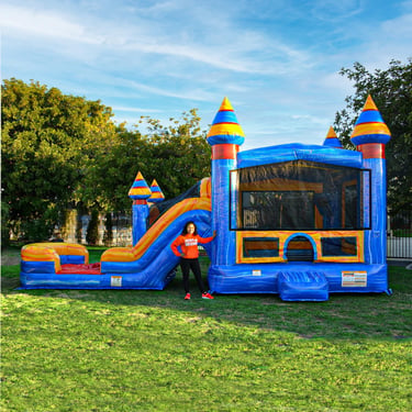 JumpOrange 13’ x 31’ x 15’ Melting Arctic Bounce House with Dual Lane Slide; 15oz Commercial Grade P