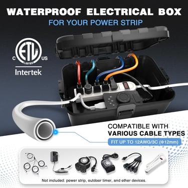 Large Outdoor Electrical Box (12.5 x 8.5 x 5 inch), IP54 Waterproof Extension Cord Cover Weatherproo
