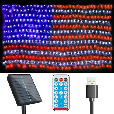 Solar powered LED flag display
