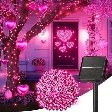 solar powered pink lights for Valentine's Day