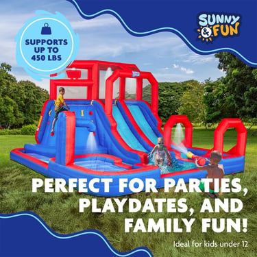 Sunny &amp;amp;amp;amp; Fun Mega Climb N’ Go Inflatable Water Slide Park – Heavy-Duty for Outdoor Fun - Climbing Wal