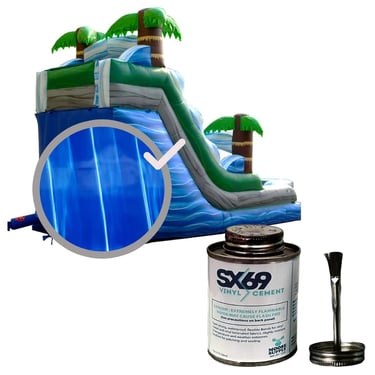 SX-69 Vinyl Repair Kit for Inflatables, Blue Marble, 15oz Heavy Duty PVC Patch Roll 12 x 60 Inch and