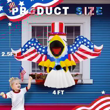 patriotic inflatable eagle on window