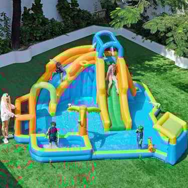 Yaheetech Inflatable Water Slide 11-in-1 Outdoor Blow Up Water Slide w/Storage Bag & 950W Blower, Bo