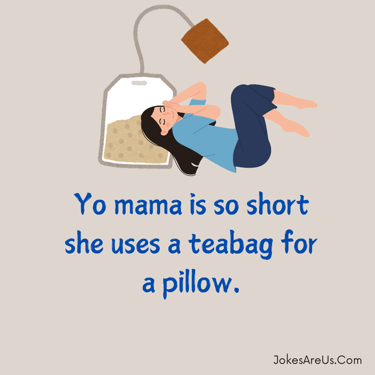 Yo mama is so small she uses a teabag for a pillow.