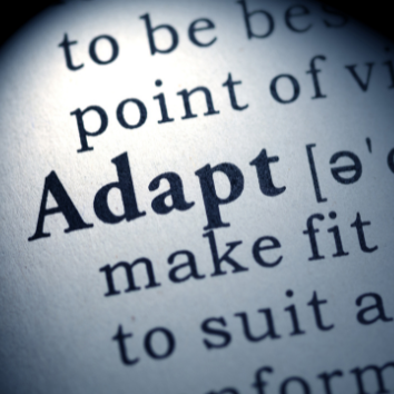 a close up view of a word "Adapt"