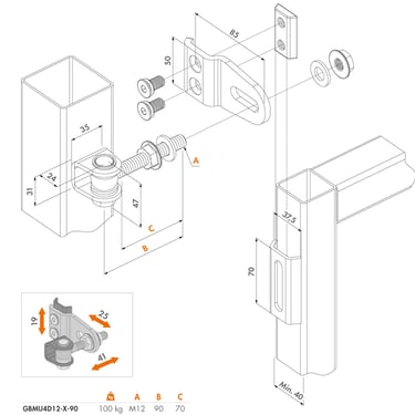 Gond Locinox GBMU4D12 dimensions