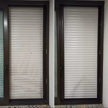 avant après d'un nettoyage de volets par Morel Services Nettoyage laveur de vitres à Hazebrouck