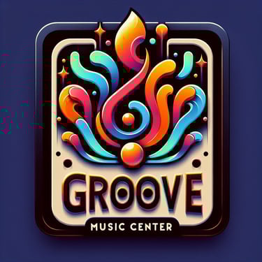 Purple Groove logo with red and blue flames
