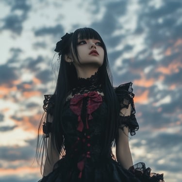 Goth Asian Outfit Idea: Visual Kei. Anime Inspired Dress with a Bow