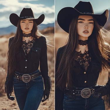 Goth Cowgirl Outfit Ideas. Black Gothic Romantic Look