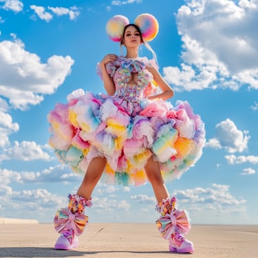 Harajuku Dress to Impress . Harajuku Decora. Puffy Rainbow Dress . Doll-like Clothes