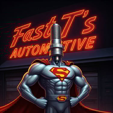 Fast T's Automotive Spark Plug Man Super hero 