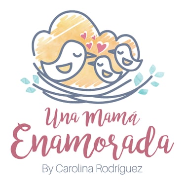 Conceptual logo with negative space a woman and two birds at one glance and three birds in a nest 