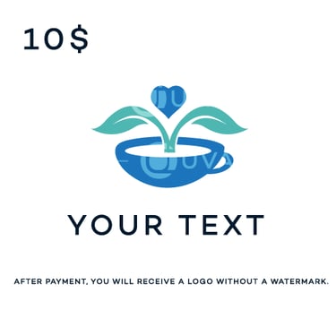 cup with leaves and heart symbol logo