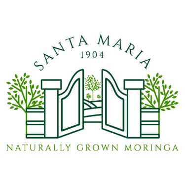 Logo of the gate to the estate and a garden with trees.