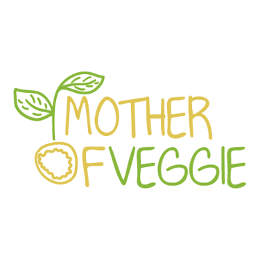 Logo for a vegetarian cafe with a sprout and a leaf.