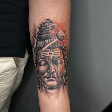 realism shiva colour tattoo done at ink astra tattoo studio in kharghar navi mumbai