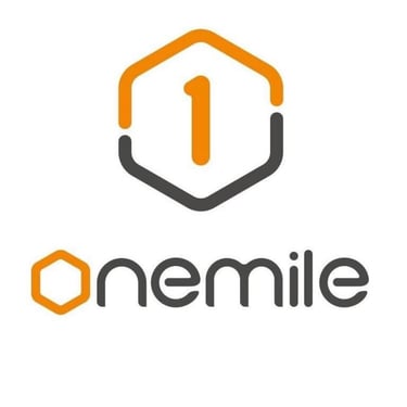 OneMile logo featuring an orange hexagon with the number 1 inside – modern brand symbol representing innovation, movement, an