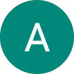 a green circle with a white letter a in the middle