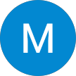 a blue and white m logo on a blue circle