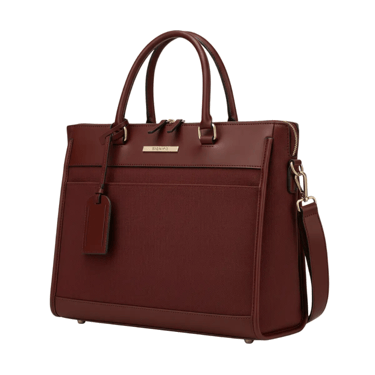 Tas kerja marsala Le Dossier dengan desain clean lines, detail elegan, dan tali bahu kulit.