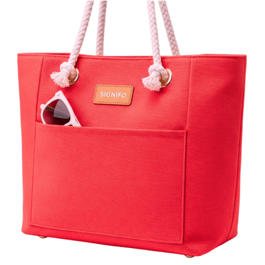 Tas tote SIGNIFO berwarna Salem dengan tali tambang, cocok untuk gaya liburan musim panas.