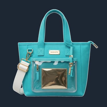 A structured, sharp, north-south tote with clean, almost digital precision.