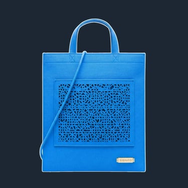 A perfectly flat, minimalist 'envelope' or 'document' tote with sharp, sealed edges and no visible gussets.