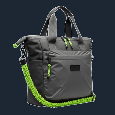 A functional, medium-sized tote with a slightly rounded, ergonomic silhouette and a zip top.