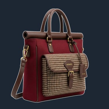 A classic, structured satchel-style tote with a fold-over top flap and a sturdy, boxy shape.