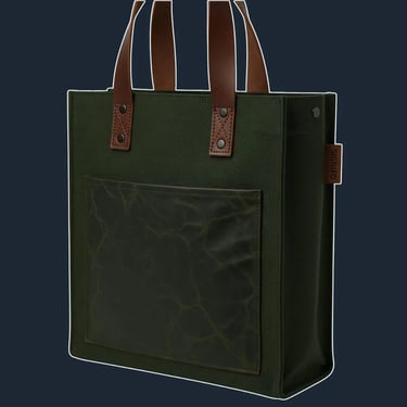 A clean, minimalist, north-south tote with a very simple and sharp rectangular silhouette.