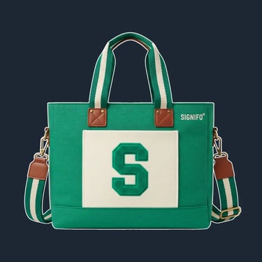 A sturdy, rectangular tote bag with a reinforced base, in a classic 'book tote' silhouette.