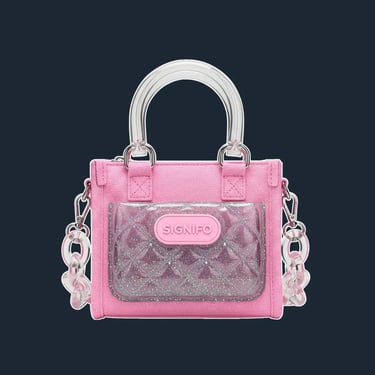 A compact, structured, and boxy 'mini-tote' with a slightly glossy finish.