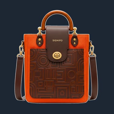 A structured, vertical tote with a clean rectangular shape and a distinctive fold-over top flap.