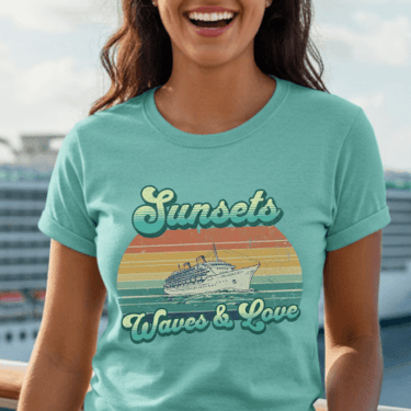 women wearing a romantic cruise shirts for couples