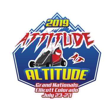 Logo with mountains affecting a go kart event