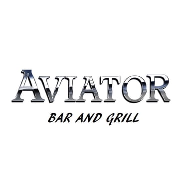 Chrome logo with rivets for an airport restaurant