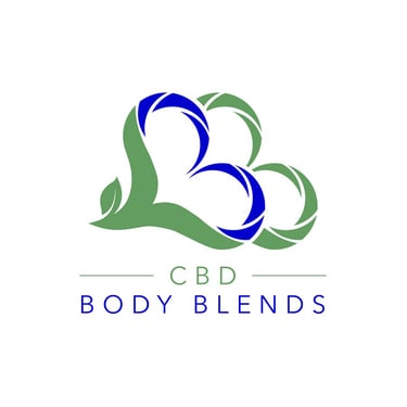 Blue and green logo for a CBD company with a nature and heart theme