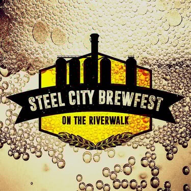 A logo for an event advertising brews on the Riverwalk