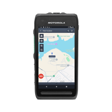 Motorola LEX L11 showing the search screen for other devices on the map.